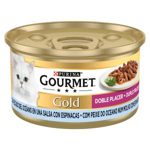 PURINA®Gourmet Gold - Duplo Prazer Peixe e Espinafres 85g